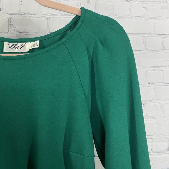 Eliza J Mini Sheath Dress Women's Size 8 Kelly Green Balloon Sleeve Stretch - Picture 5 of 13